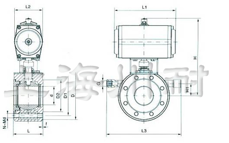 Q671F不銹鋼氣動(dòng)對夾球閥結構圖